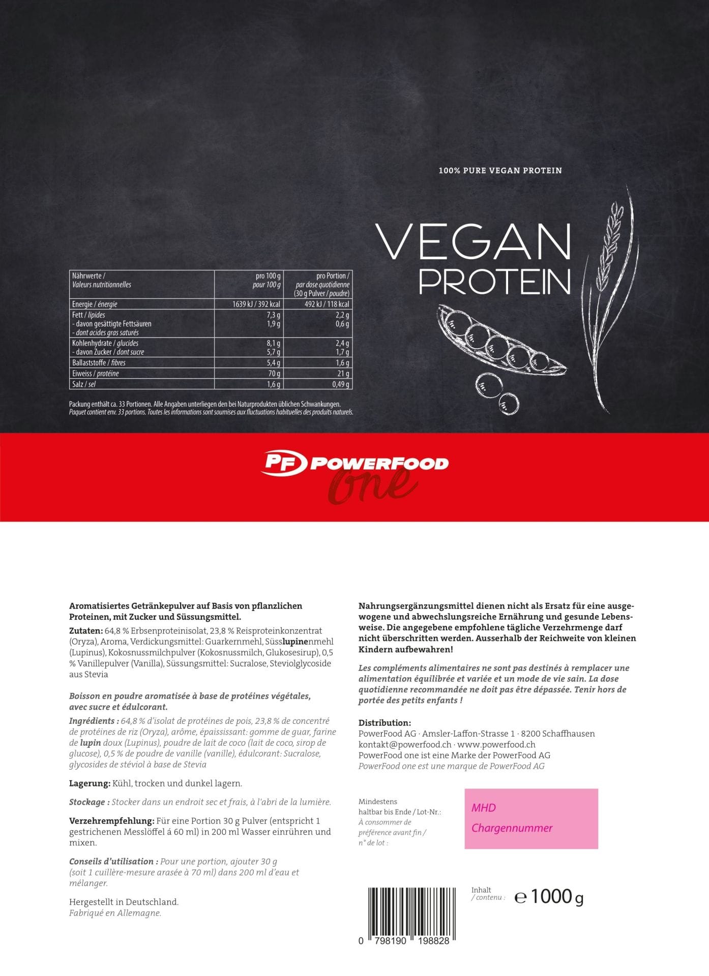 Powerfood Vegan Protein Vanilka 1000g – rostlinný protein