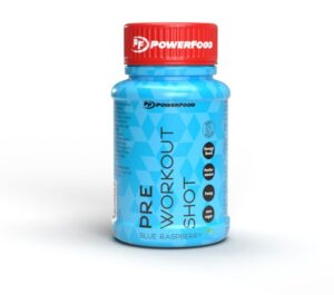 Powerfood Pre-Workout Shot Blue Raspberry 60ml – energetický shot před tréninkem