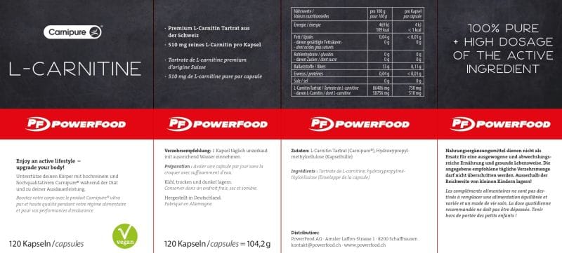 PowerFood L-Carnitine – podpora spalování tuků a energie při sportu